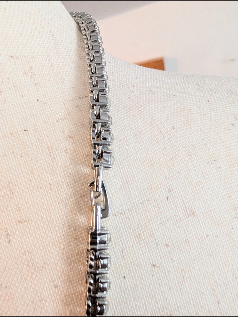 22" Silver and Moissanite Tennis necklace  - Bridesmaid Necklace - Picture 6 of 6